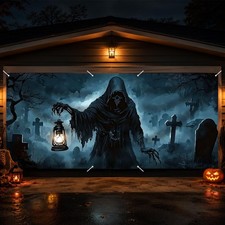 Nuxovilar Halloween Garage Door Cover Banner 6x13ft Polyester picture