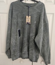 New Chubbies Crew Sweatshirt Mens Large Relaxed Marshland Pebble Wash Green picture