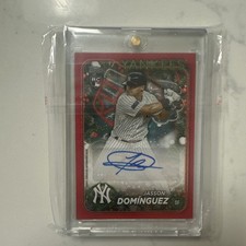 2024 Topps Holiday Jasson Dominguez RC Rookie Red /10 Auto #HAC-JD Yankees picture