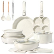 Gipphau 21 Piece Ceramic Nonstick Cookware Set, Large Size, White, Detachable picture