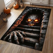 Skull Lord 3D Illusion Area Rug, Gothic Skeleton Floor Decor picture