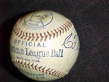 1910 AMERICAN LEAGUE BASEBALL - WHITE  NEVER USED GEM  -  signed C F CARPENTER picture
