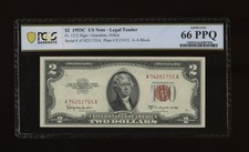 DBR 1953-C $2 Legal Gem Fr. 1512 PCGS-B 66 PPQ Serial A74251755A picture