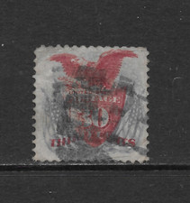 U.S. SCOTT 121 USED F/VF - 1869 30c ULTRA & CARMINE ISSUE - SHIELD, EAGLE, FLAGS picture