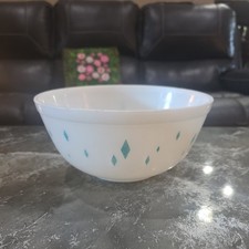 Rare Vtg 1950s Pyrex Dainty Maid Turquoise Diamonds Promo Bowl #403 2.5qt HTF picture
