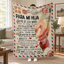 Letter to My Daughter Spanish Heart Blanket Soft Cozy Family Gift picture
