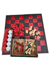Vtg Plastic Checkers Chess Game Horn Brand Board And Drueke Brand Checkers picture