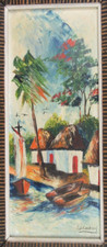 Vintage Signed Ed. Cardinal Mid Century Highwaymen Oil Canvas Painting picture