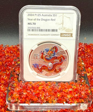 2024 P125 Australia S$1 Year of the Dragon Red NGC MS70 FR Brown Mint (1 of 90) picture