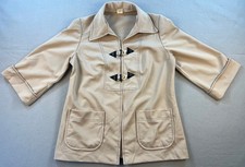 Vintage 1960's 1970's Mod Tan/Beige Jacket, 3/4 Sleeves w/ Toggles, Size 16 1/2 picture
