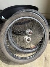 Eastern Bikes BMX 20in Wheel Set Black Rims White Hubs w/ Tires 14mm picture