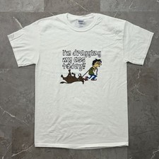 Vintage Im Dragging My Ass Today Graphic Tee Mens Medium y2k Funny Saying Shirt picture