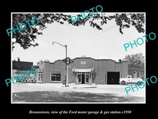 Brownstown Indiana Ford Garage & Gas Station 1950 Old Large Historic Photo picture