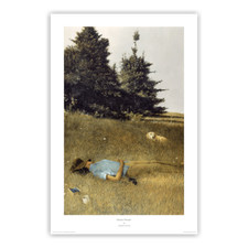 Distant Thunder, 1961 by Andrew Wyeth Art Print Wife Betsy with Dog Field 20x30 picture