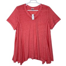 NWT Avenue Sharkbite Swing Hem Slub Knit Tunic Top Plus Size 22/24 Coral Boho picture