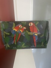 Parrots Hand painted  Serving Tray 18