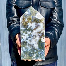 2.93LB  Natural water grass agate column Obelisk quartz crystal sample column picture