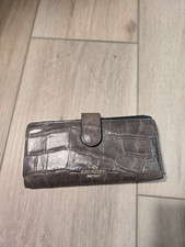 COACH Long Wallet Leather Crocodile Embossed Brown picture