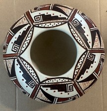 Hopi Pueblo Polychrome  Low Profile Pottery Signed Claudina Lomakema Size 6