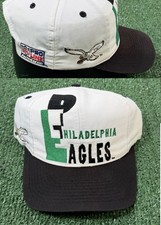 Vintage 90s Philadelphia Eagles AJD Snapback Hat NFL Pro Line White Black Mens picture