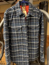 Relwen Quilted Flannel Shirt Jacket Navy, Black, Blue Plaid Large picture