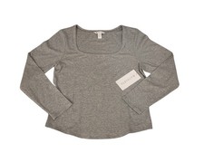 Athleta Signature Rib Square Neck Top, Grey Heather Shirt Casual Size XL picture