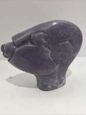 Zimbabwe Stone Sculpture African Shona Boy Face Bust Signed Square Chikwanda picture