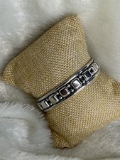 Silpada Rare VHTF Oxidized Sterling Raised Square & Caviar Design Cuff B0408 picture