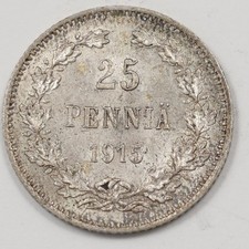 Finland 1915-S Nicholas II 25 Pennia Silver P904119 picture