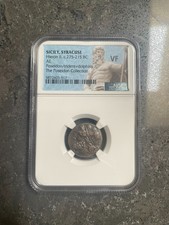Sicily, Syracuse 275-215 BC AE Hieron II NGC VF Poseidon, Trident & Dolphins picture