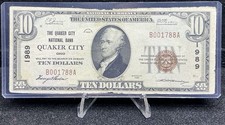 Quaker City OH-Ohio $10 1929 T-1 National Bank Note Ch #1989 Quaker City NB Z44 picture
