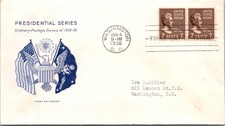 FDC 1938 SC #812 Grimsland Cachet - DC Cancel - Pair - J28333 picture