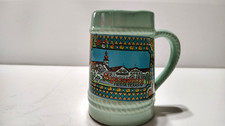 Vintage Fiesta Texas Green Ceramic Beer Stein Mug 16 fl oz Geometric Decor picture