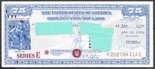 Bicentennial 1976 US $75 Savings Bond Series E-  REEDEEMED IBM Punch Card picture