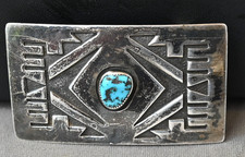 Navajo Sterling & Morenci Turquoise Buckle by C.M Yazzie 27 grams 2 1/2 X 1 3/8