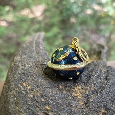 Swarovski Celestial Moon Star Planet Pendant Necklace Blue Sun Earth Gold Tone picture