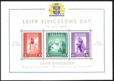 [OOS] Iceland #MiBl2 MNH S/S 1938 Leif Eriksson Viking Map Globe Statue [B6 YTBF picture