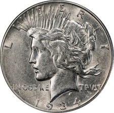 1934 S AU50 Peace Dollar PCGS 57252988 picture