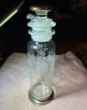 Antique Gorham Sterling Silver  & Cut Crystal Bitters Btl Decanter Ornate Floral picture