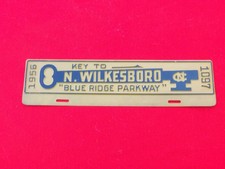 VINTAGE NOS 1956 KEY TO BLUE RIDGE PARKWAY TAG TOPPER PERMIT TAG N. WILKESBORO picture