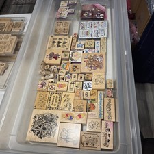 Huge Lot 110+ Vintage Wooden Rubber Stamps Crafts+Scrapbooking+Collections picture