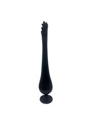 Vintage 1960s Fenton Black Amethyst Glass Swung Vase 19” Mid Century Thumbprint picture