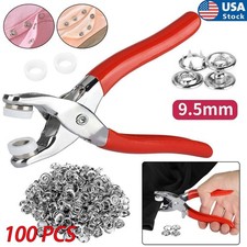 100 Pcs Snap Fastener Kit 9.5mm Press Studs with Pliers for Fabric Craft Clothes picture