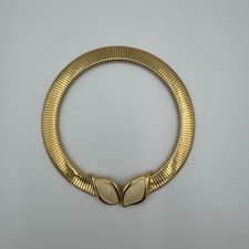 VTG MONET signed Green  Cabochon Gold Omega Collar 1970s  picture