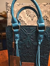 Montana West Women's Embossed Crossbody Bag Top Handle Handbag Angel Turquoise N picture