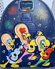 Disney Parks The Three Caballeros Loungefly Backpack EPCOT Mexico Pavilion GITD picture
