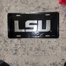 LSU Tigers Black Laser Cut License Plate Auto Tag, Made in the USA picture