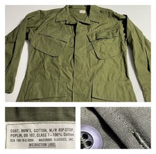 OG 107 VTG Vietnam Jungle Jacket Military Green Ripstop Poplin Macshore S Short picture