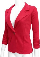 Doublju Women's Casual Work Office Blazer Jacket Open Front Size Medium Red picture