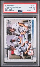 2026 Topps Series 1 Aaron Judge #302 SSP Canvas /50 Bronx Buddies PSA 10 POP 1 picture
